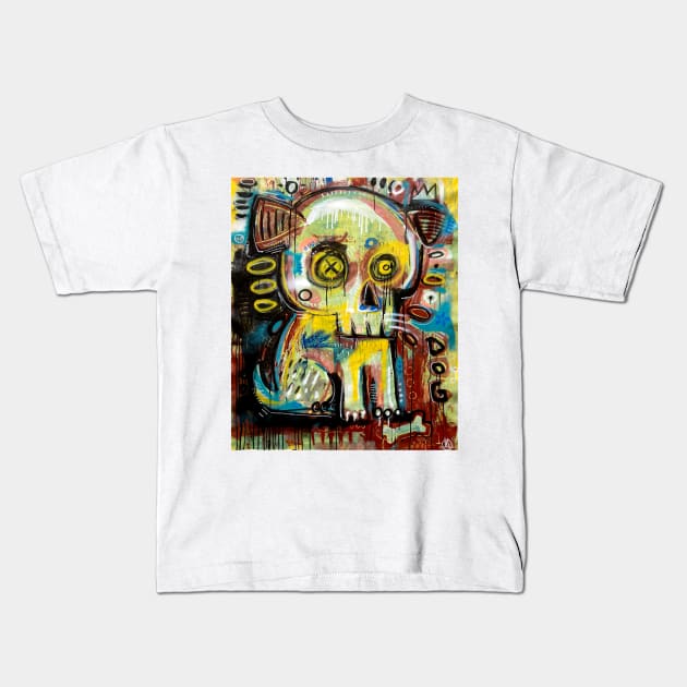 Skull dog Kids T-Shirt by Daria Kusto